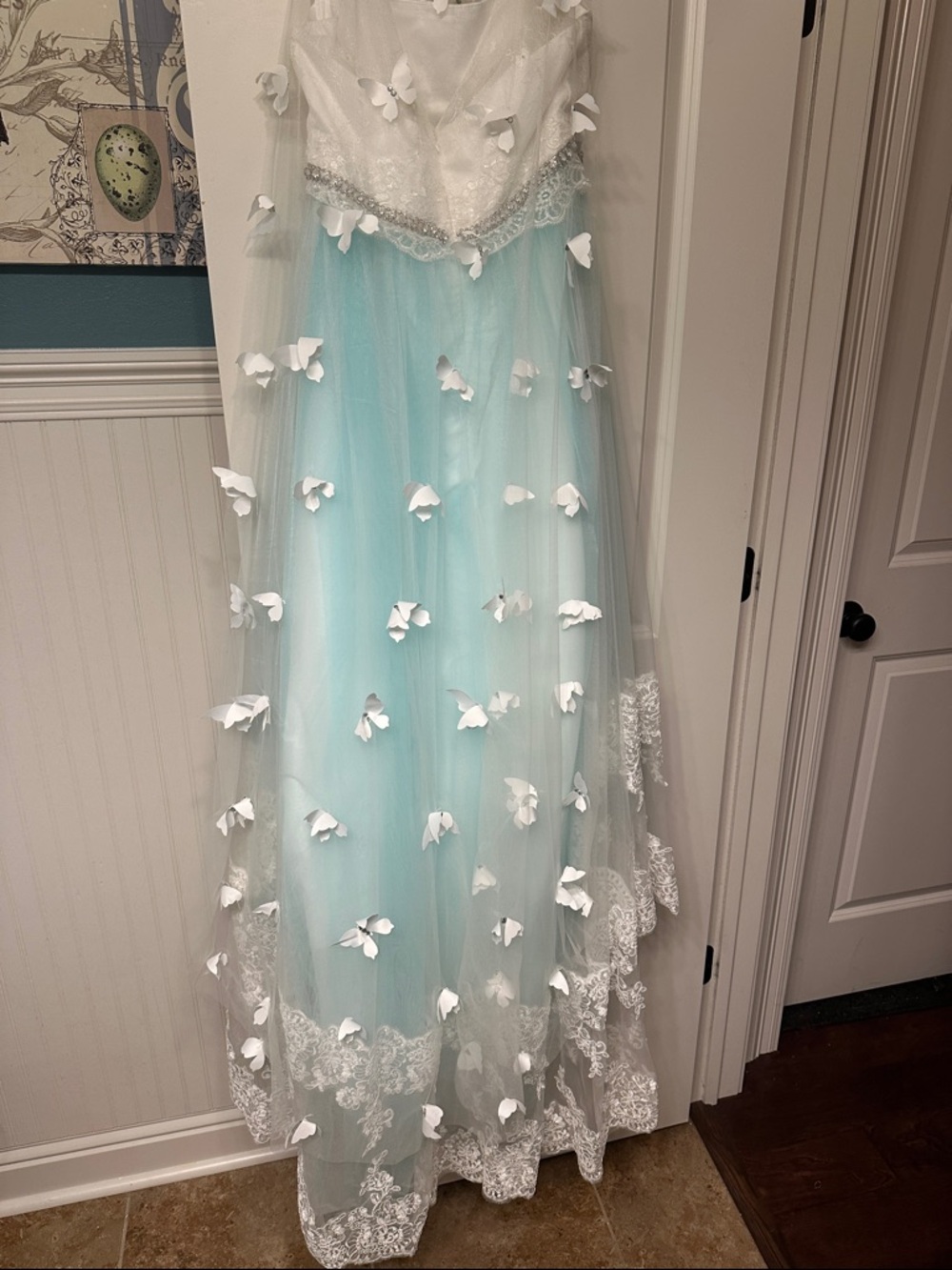 Elegant White and Blue Kids Dress